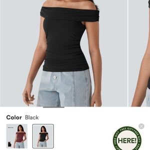 HALARA Off-Shoulder Black Blouse with built in bra